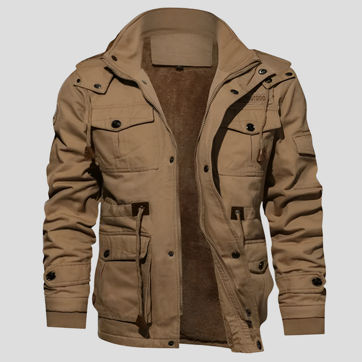 Beige lightweight men's summer jacket. Windproof & water-repellent, offering comfort for versatile outdoor use.