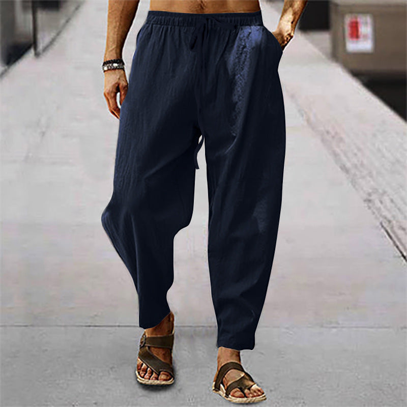 Casual drawstring pants for men, lightweight & breathable, great for summer fashion & versatility.