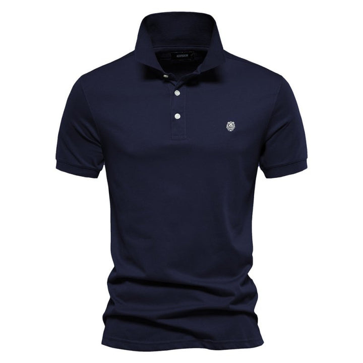 Breathable men's summer polo shirt. Lightweight short-sleeve top, perfect for warm weather style.