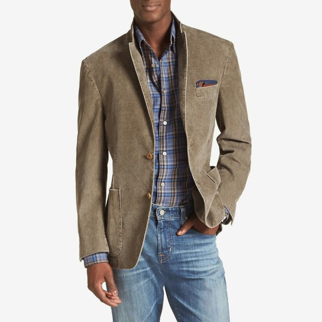 Comfortable men's versatile blazer, easily transitioning from formal to casual occasions, all-season wear.