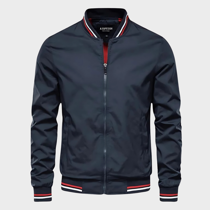 Versatile men's zip-up windbreaker jacket, ideal for summer layering and outdoor activities.