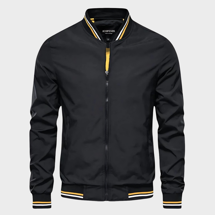 Stylish men's casual windbreaker jacket with water-resistant fabric, great for spring/summer.
