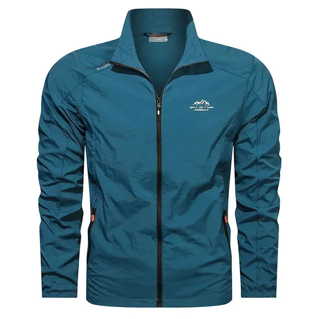 Men's lightweight windbreaker jacket, perfect for versatile weather protection, featuring water-repellent fabric & breathable design.