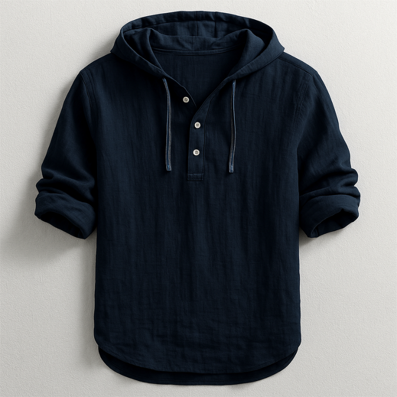 Versatile men's summer linen hooded shirt for breezy comfort, long sleeve casual style, and relaxed outfits.
