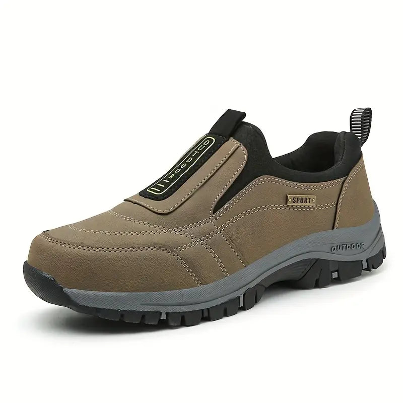 Supportive men's slip-on orthopedic walking shoes with superior comfort & traction for daily wear.