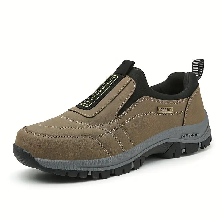 Supportive men's slip-on orthopedic walking shoes with superior comfort & traction for daily wear.