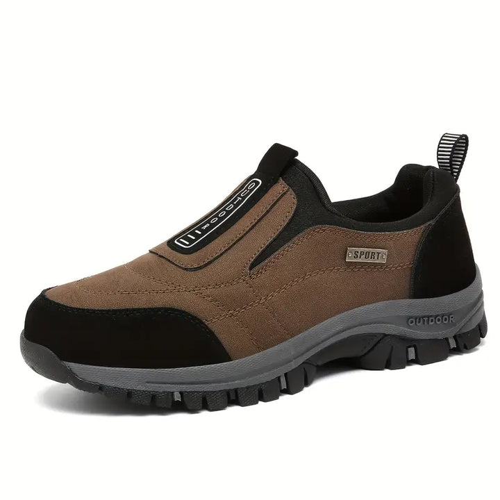 Men's Logan slip-on orthopedic shoes with excellent arch support, comfort, and durable traction for walking.