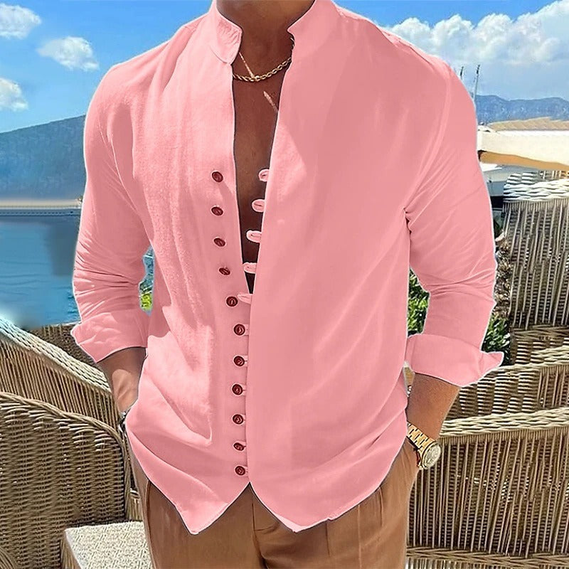 Comfortable men's long sleeve button-down shirt. Soft fabric, perfect for smart casual or everyday men's fashion.