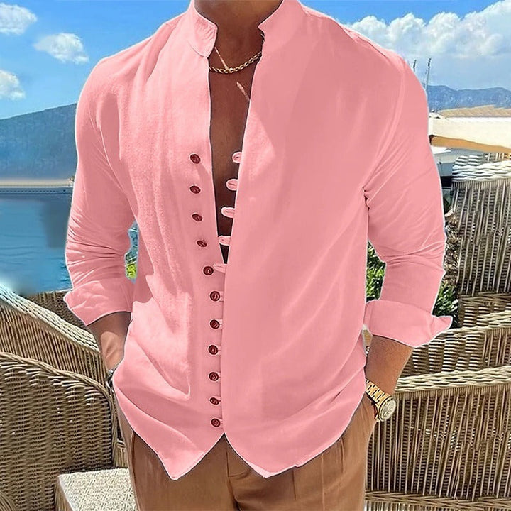 Comfortable men's long sleeve button-down shirt. Soft fabric, perfect for smart casual or everyday men's fashion.