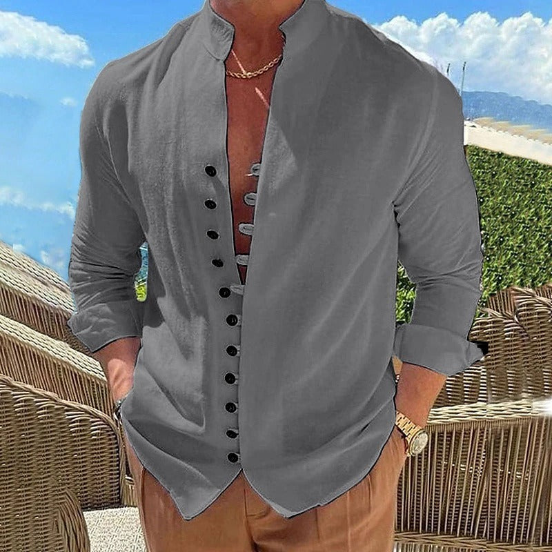 Classic men's long sleeve casual shirt. Button-down design, perfect for a smart casual look or daily comfort.