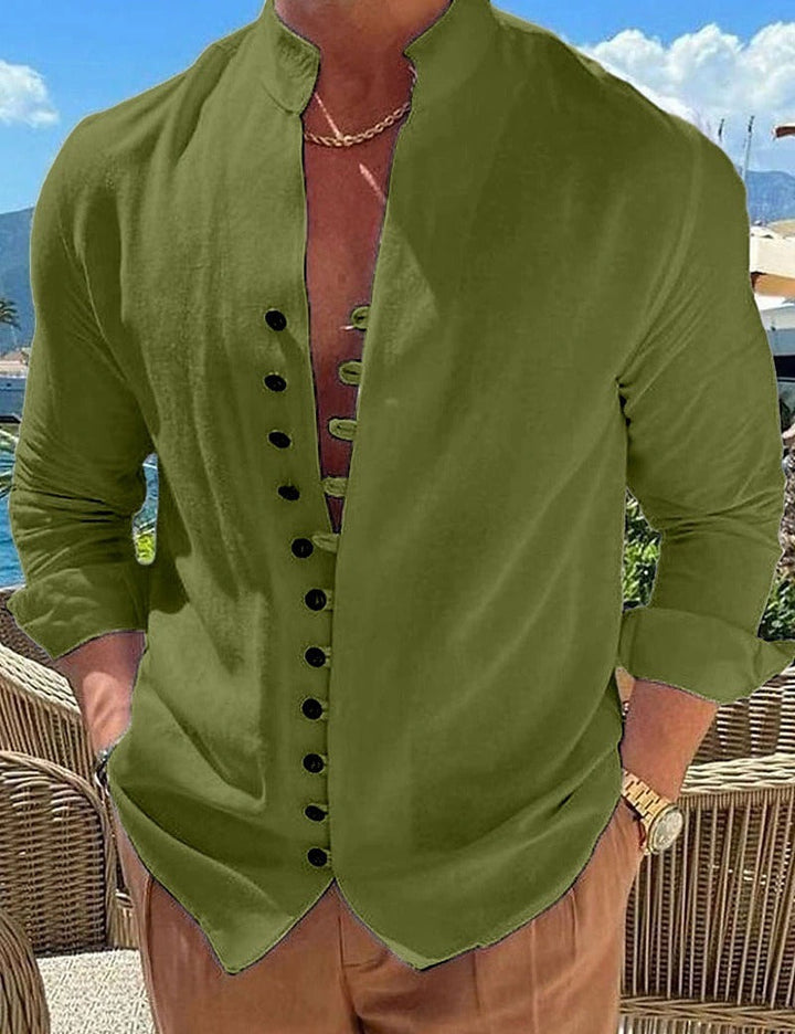 Essential men's long sleeve casual button-down shirt. Modern, comfortable, and versatile for smart casual outfits.