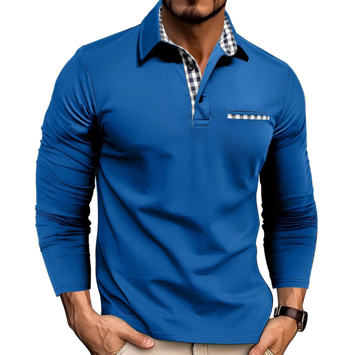 Smart casual men's long sleeve polo shirt, ideal for everyday wear. Versatile button-down top for men's fashion.