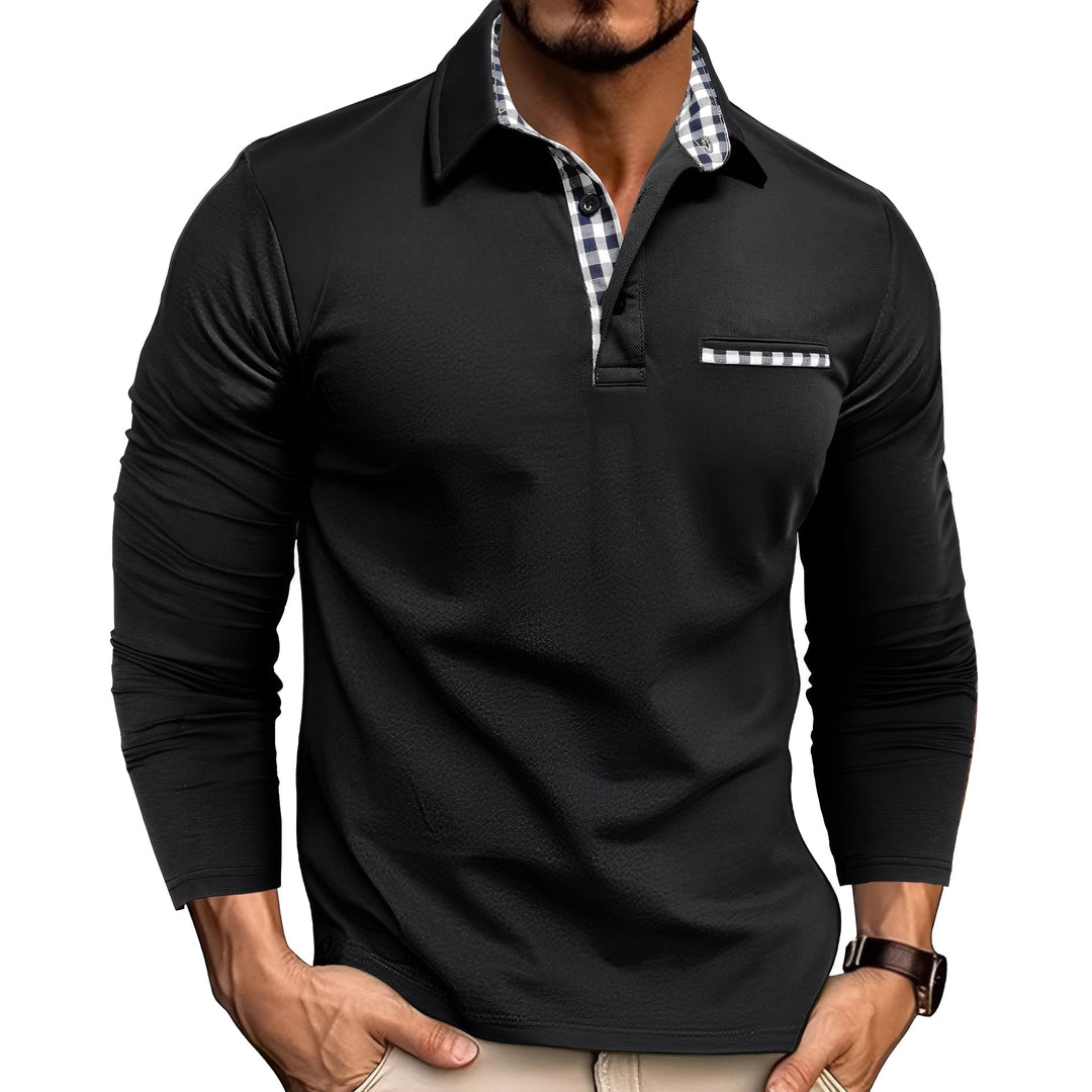 Classic men's long sleeve polo shirt, button-down smart casual style. A versatile and stylish everyday fashion top.
