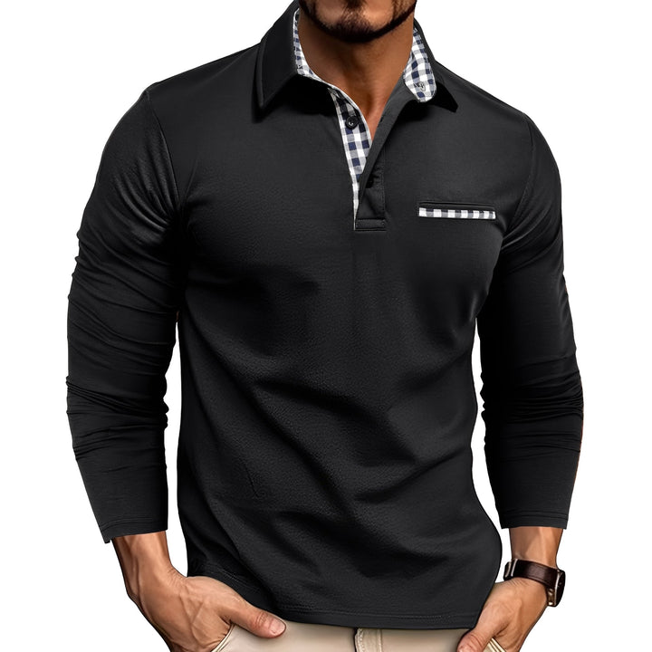 Classic men's long sleeve polo shirt, button-down smart casual style. A versatile and stylish everyday fashion top.