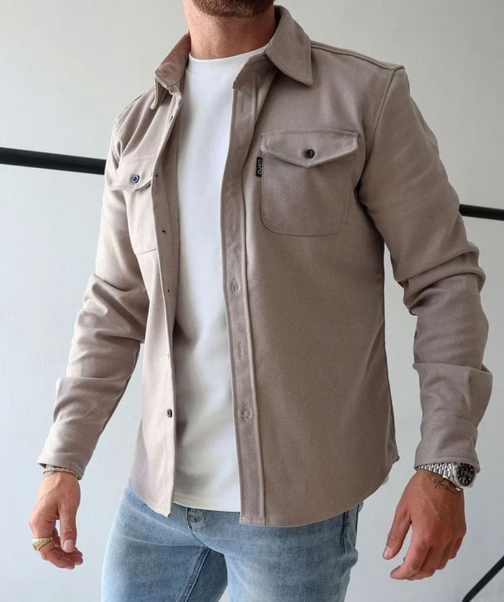 Casual men's long sleeve button-down shirt, durable cotton blend, ideal for modern men's fashion