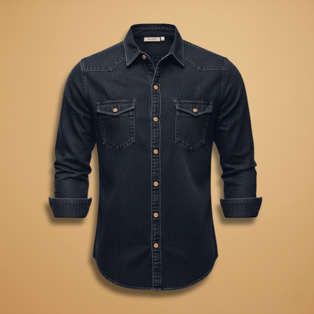 Men's long sleeve button-up shirt with functional chest pockets, perfect for casual or smart casual wear.