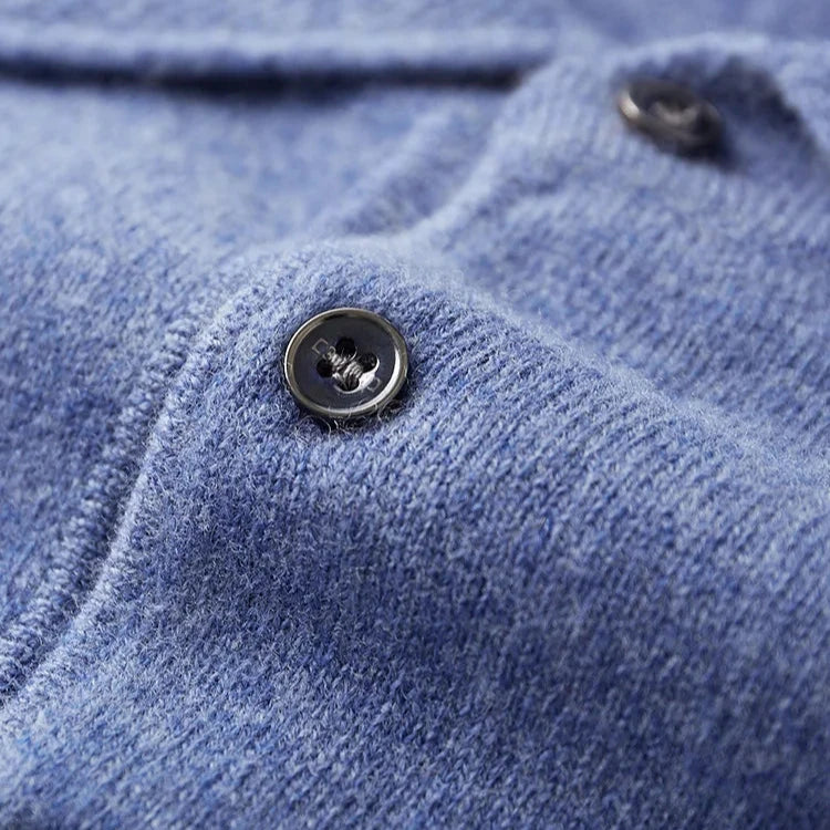 Men's long sleeve polo sweater pullover. A versatile, casual, and smart casual clothing top.