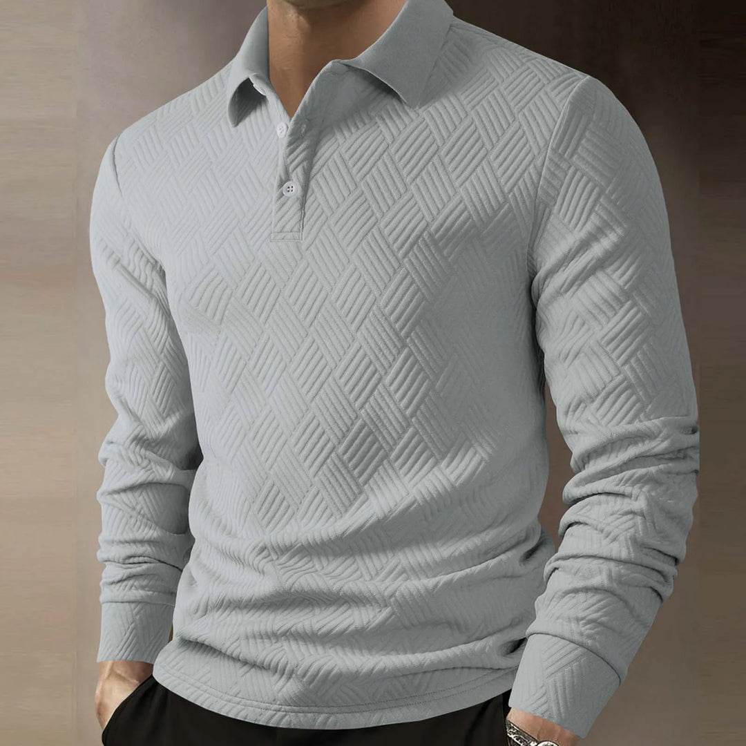 Comfortable men's long sleeve polo. Perfect smart casual top for refined everyday wear.
