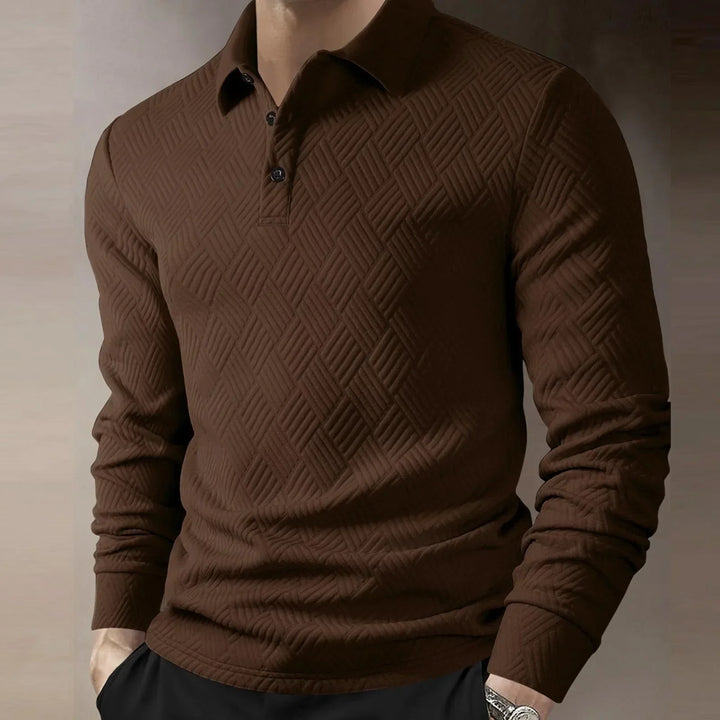 Smart casual men's long sleeve polo shirt. A refined top for everyday comfort and style.