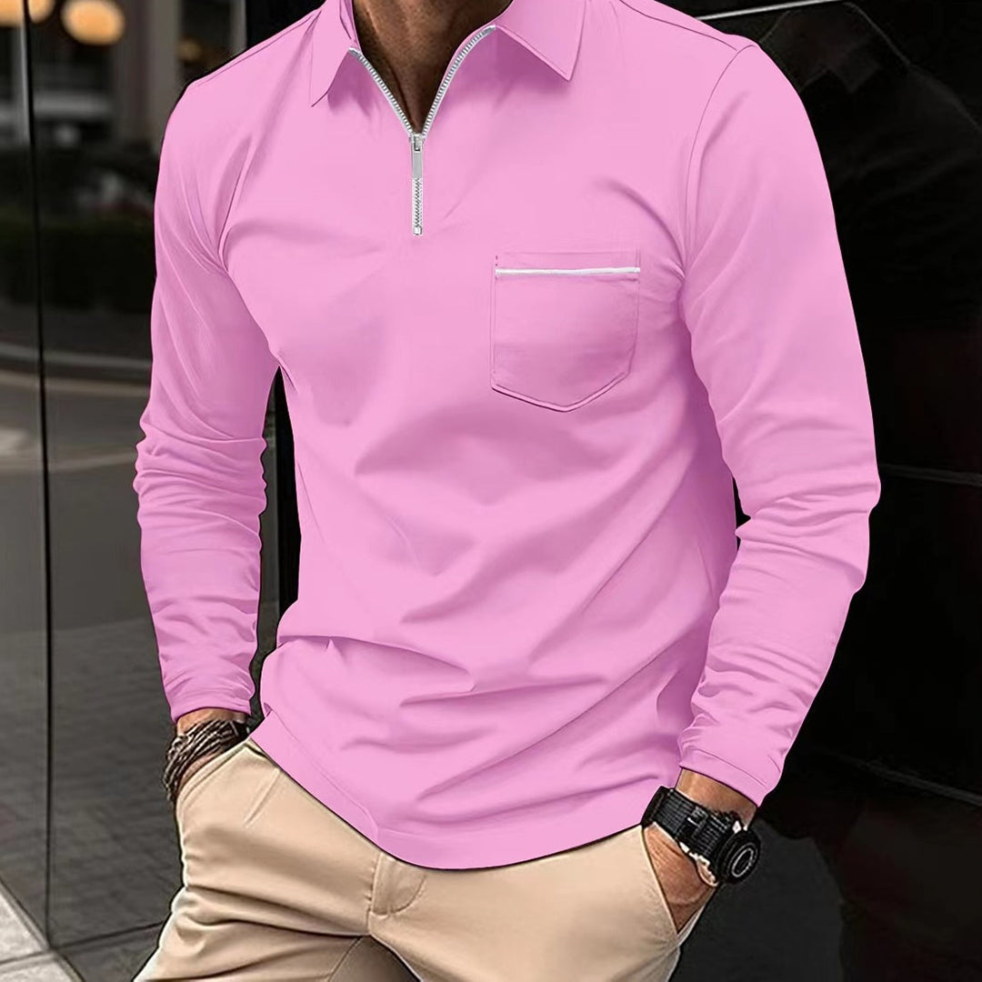 Stylish men's long sleeve polo, classic fit for smart casual looks. Comfortable & versatile, a key piece for men's fashion.
