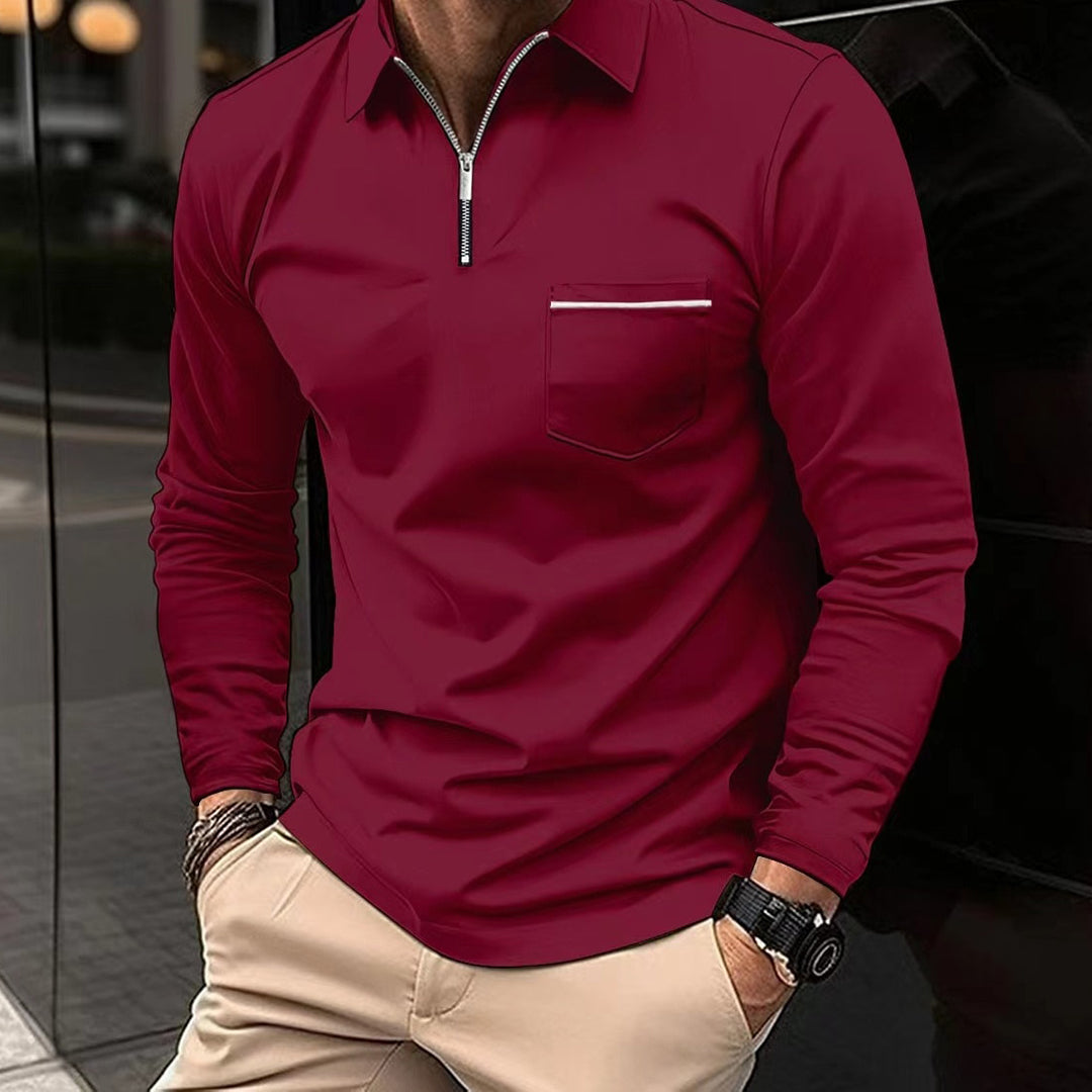 Men's long sleeve polo shirt with classic collar detail. Smart casual, comfortable & stylish for versatile everyday wear.
