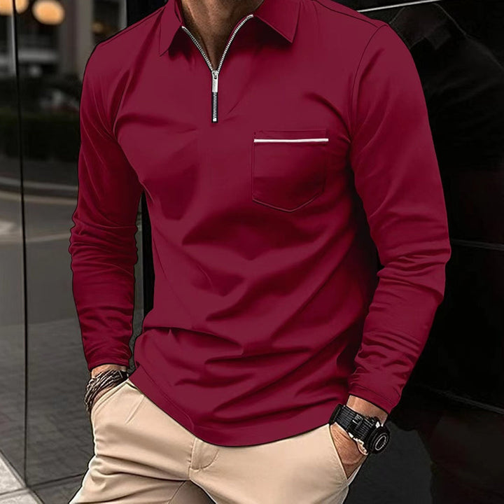 Men's long sleeve polo shirt with classic collar detail. Smart casual, comfortable & stylish for versatile everyday wear.