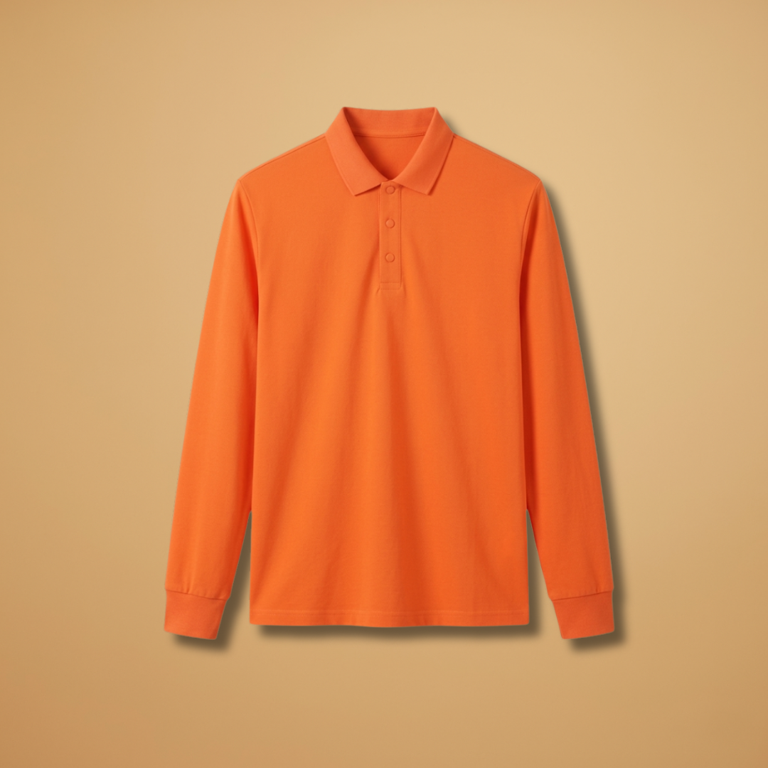 Men's long sleeve polo shirt with buttoned collar, a smart casual top for versatile everyday wear.