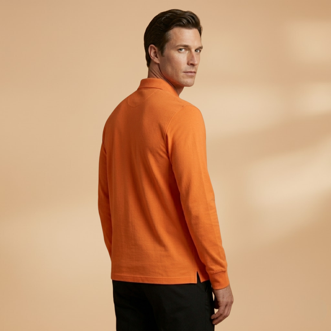 Classic men's long sleeve polo featuring a stylish buttoned collar and fitted cuffs for a polished look.