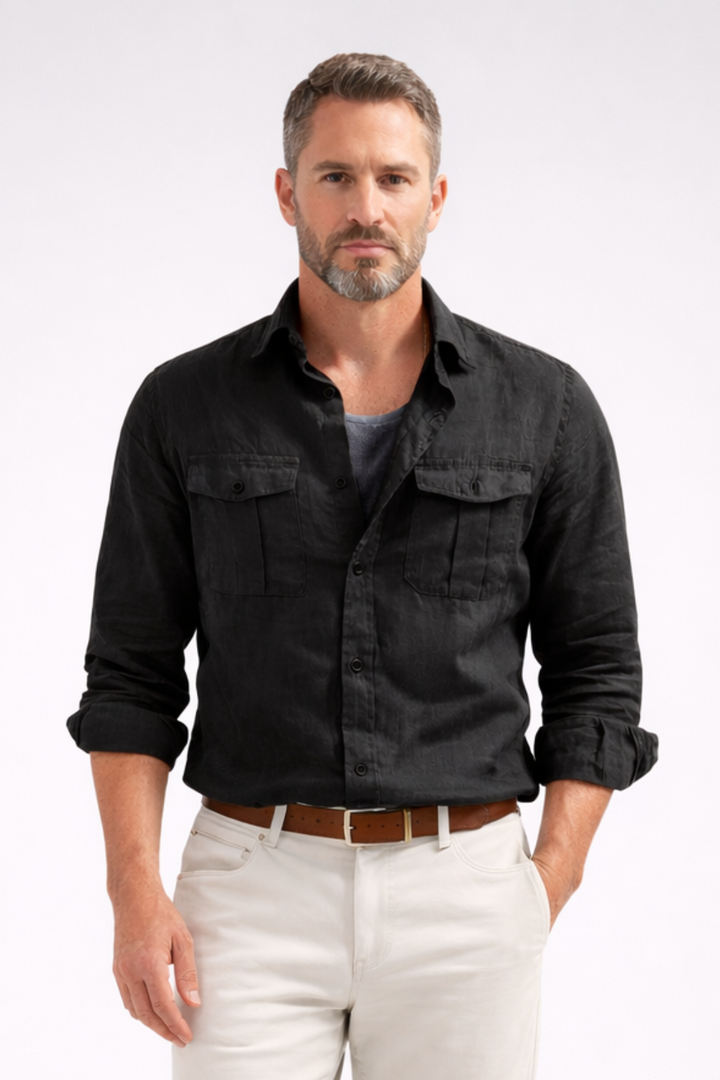 Men's long sleeve utility shirt with dual chest pockets. Casual button-up style, perfect for everyday wear.