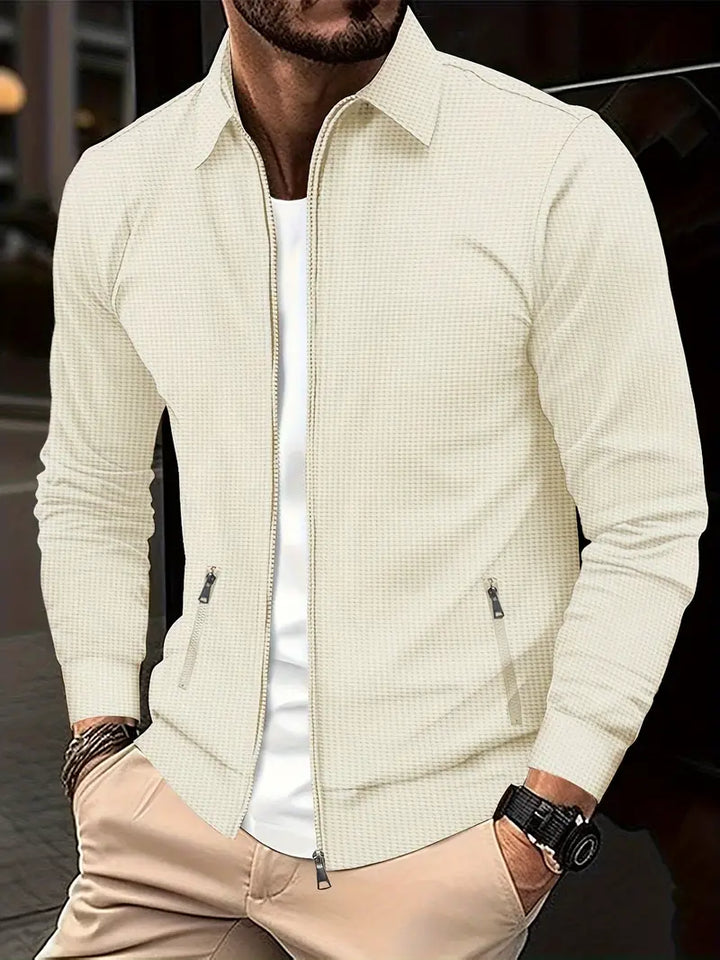 Men's long sleeve zip-up shirt in a smart casual style, offering modern comfort for everyday wear.