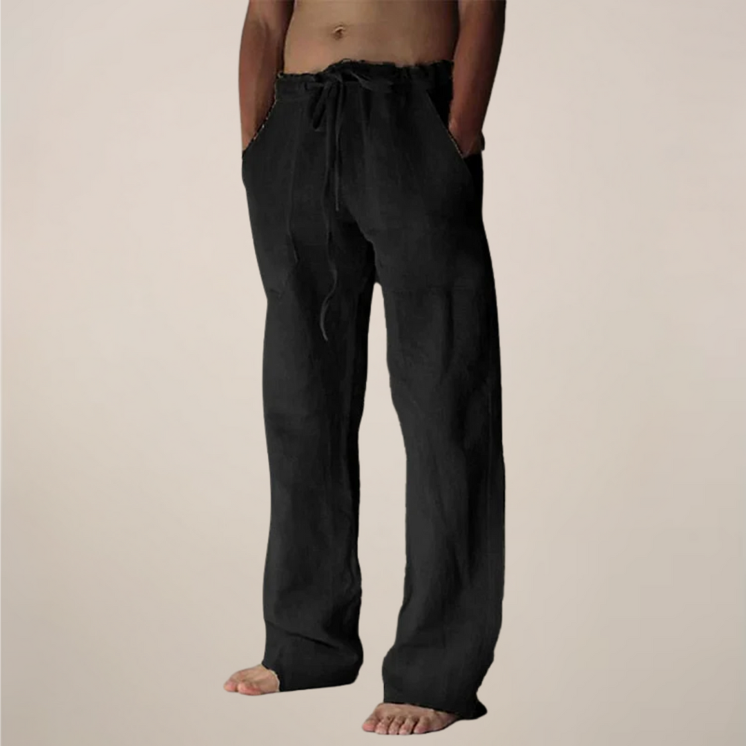 Khaki wide fit pants for men's fashion, relaxed style.