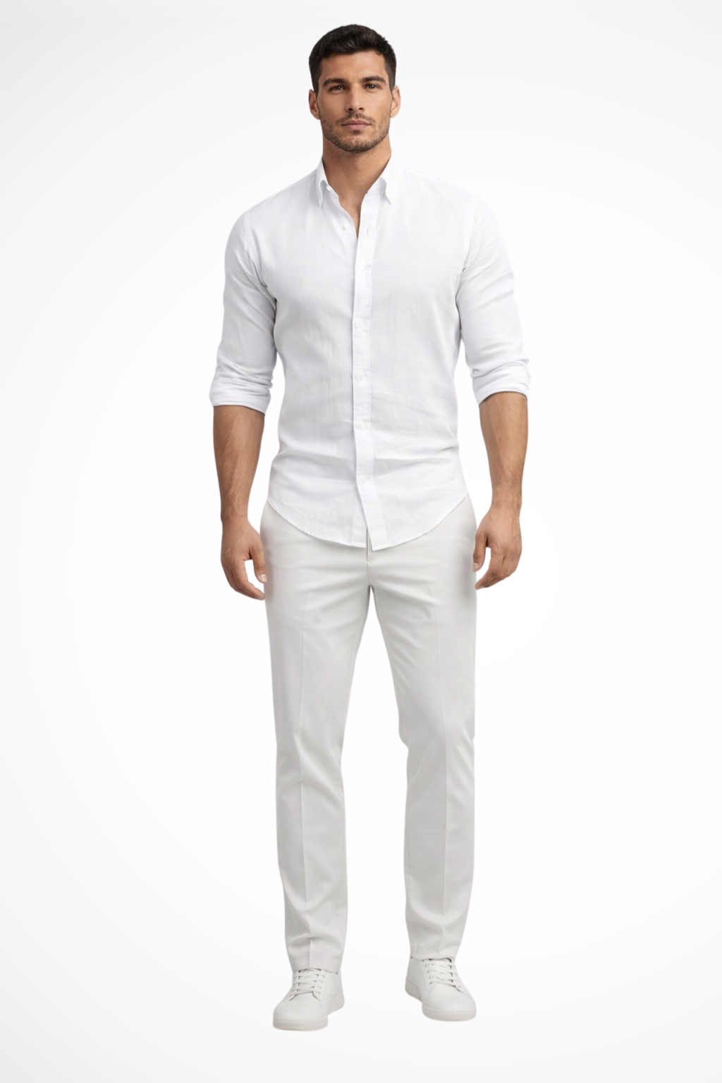 Men's loose fit long sleeve casual shirt with lapel collar. Perfect for stylish everyday summer wear.