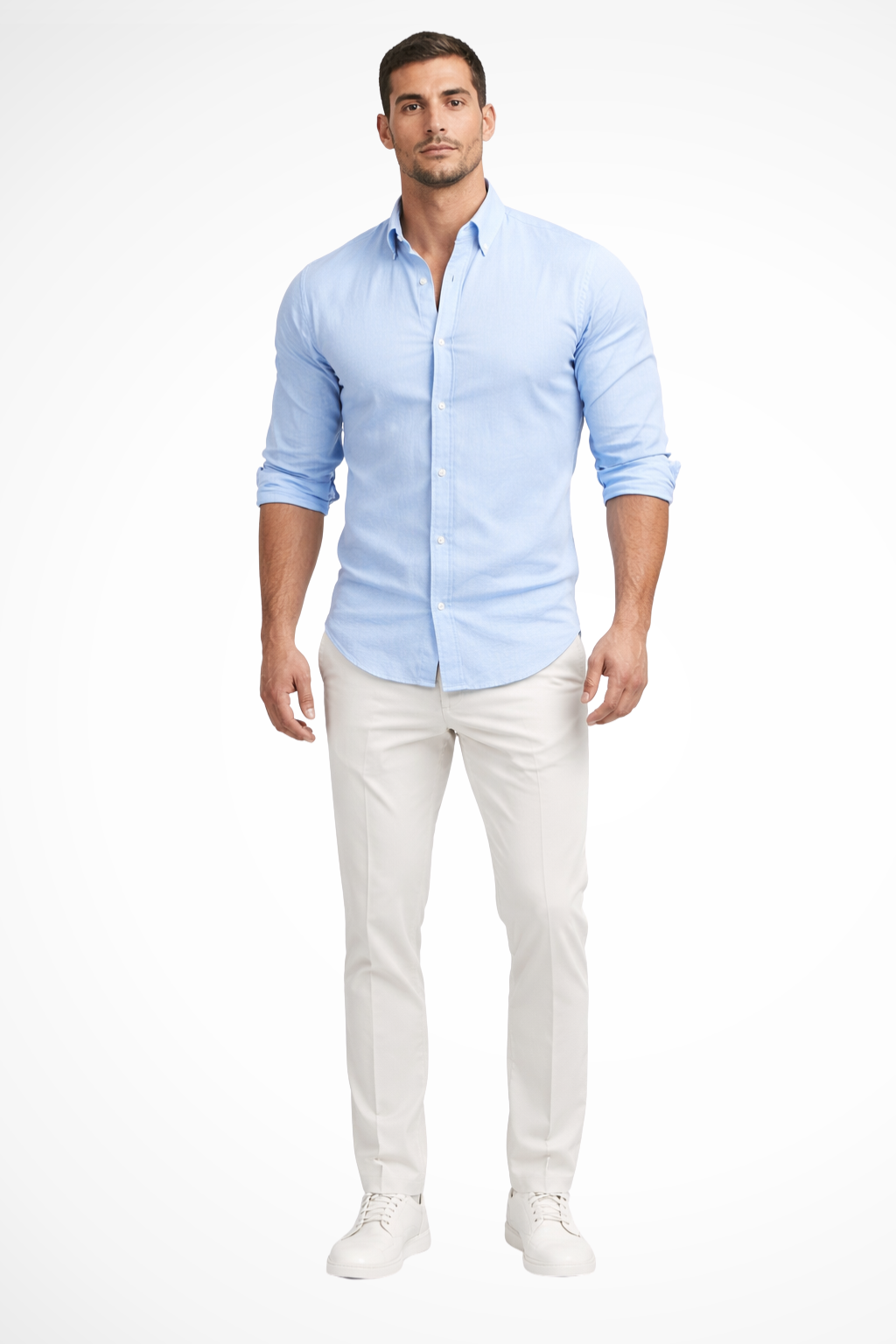 Relaxed loose fit men's long sleeve casual shirt with a stylish lapel collar, suitable for everyday summer fashion.