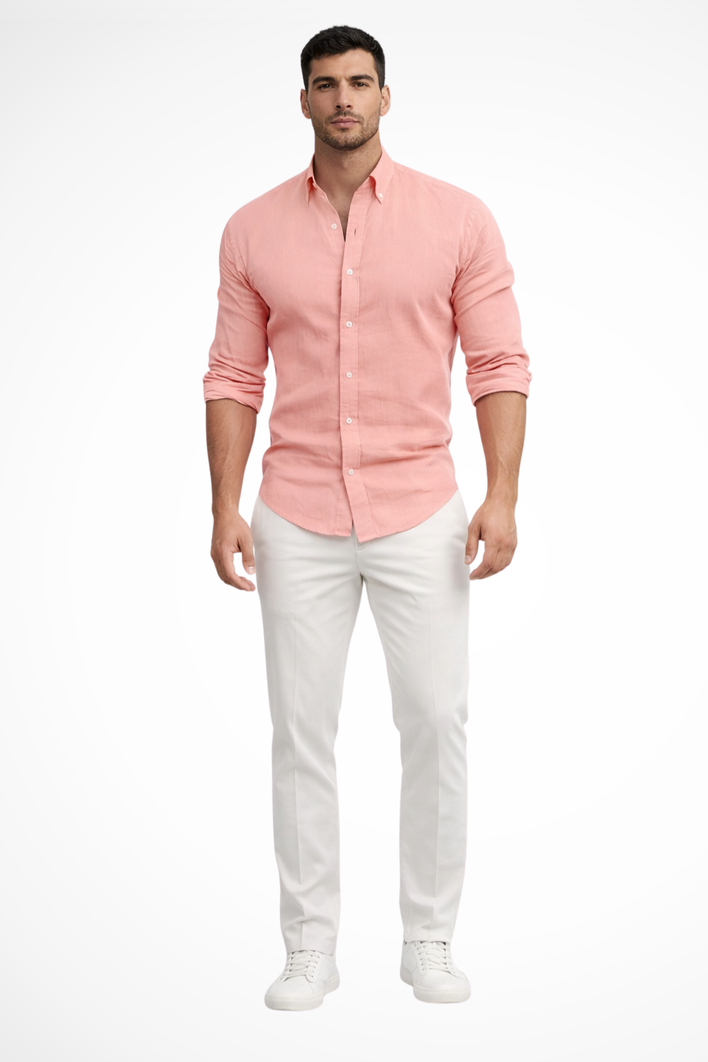 Comfortable men's loose fit long sleeve casual shirt, features a lapel collar and button front for everyday wear.