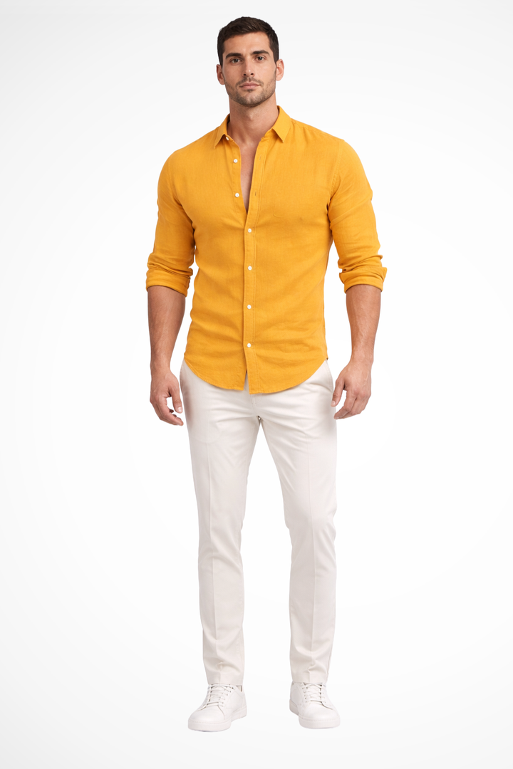 Comfortable & stylish men's loose fit long sleeve casual shirt with lapel collar. Essential for everyday summer looks.