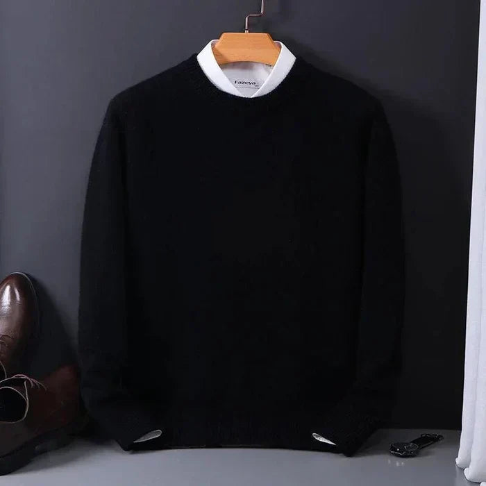 Men's loose-fit wool blend casual sweater in a neutral color, perfect for winter layering