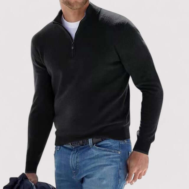 Versatile men's half-zip pullover sweater, ideal for casual or refined looks.