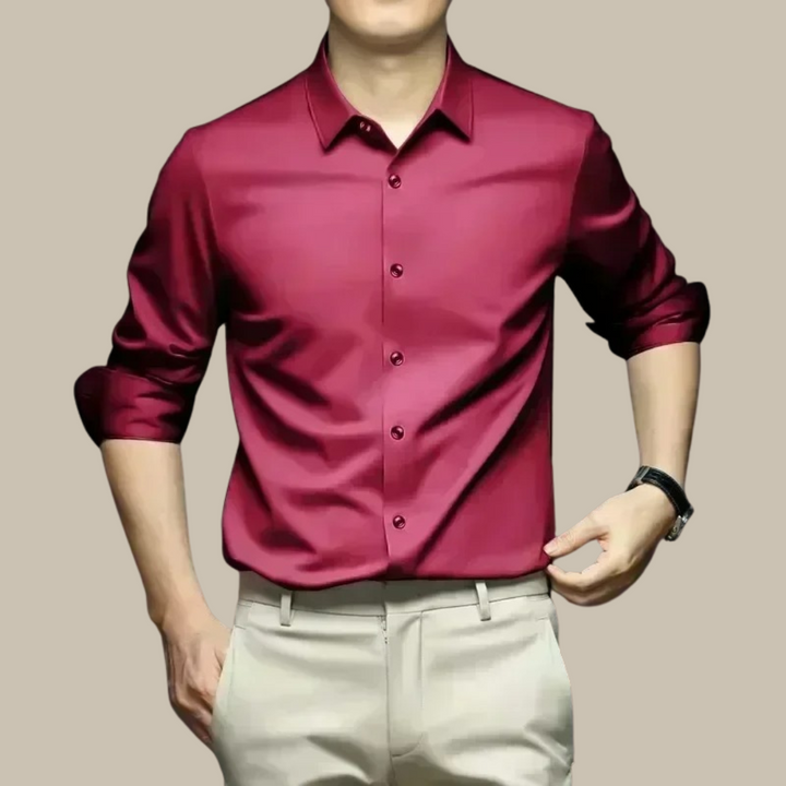 Stylish men's casual button-down shirt. Versatile long-sleeve top for elegant daily wear & men's fashion.
