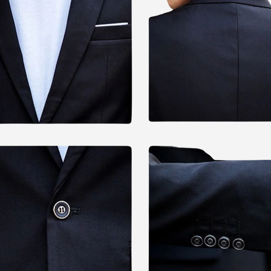 Men's luxurious navy blue slim fit 2-piece suit, perfect for weddings or business attire.