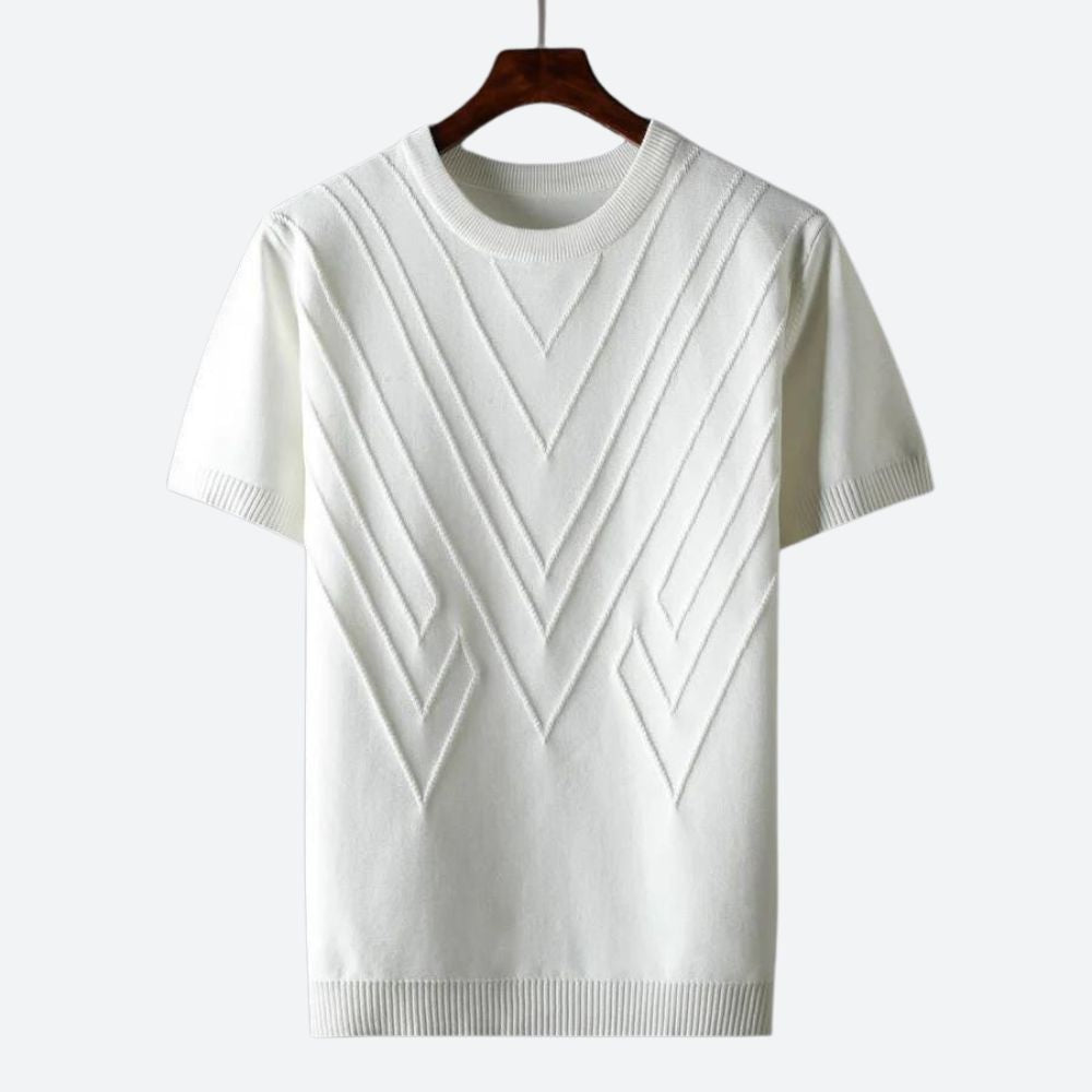 Comfortable men's luxury tee. Modern fashion short sleeve top. Effortless style for men's apparel.