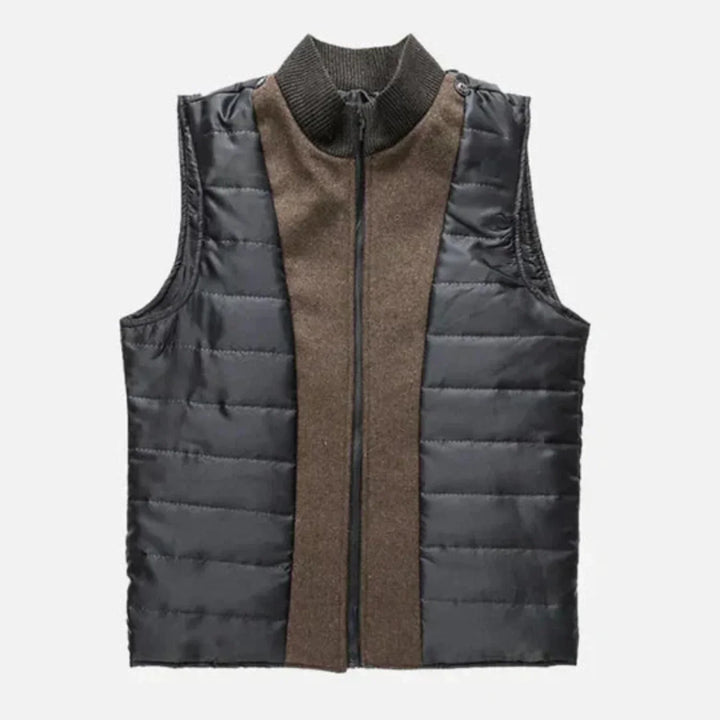 Timeless men's mid-length overcoat featuring a stand collar. Elegant outerwear for winter and fall fashion.