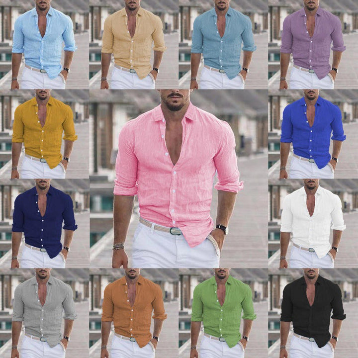 Men's modern fit tailored dress shirt for business, formal, or smart casual wear.