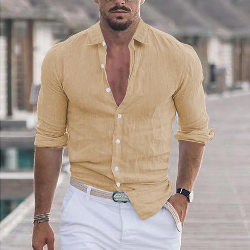 Elegant men's tailored long-sleeve shirt, designed for a contemporary and sophisticated ensemble.
