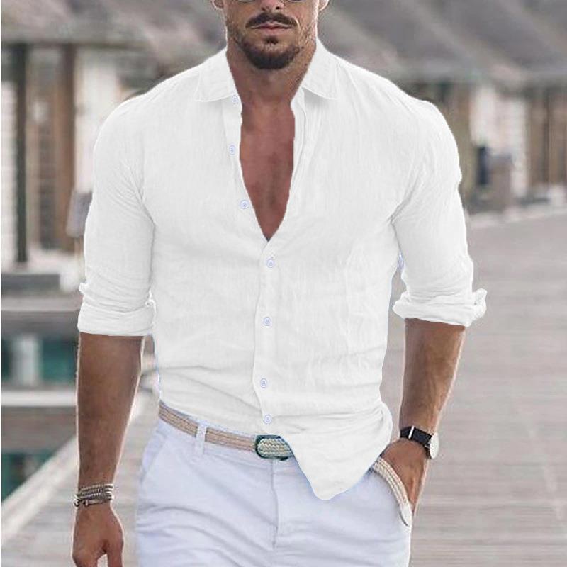 Men's modern casual dress shirt, long sleeve, tailored, offering comfort and refined style.