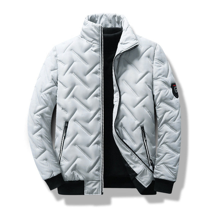 Comfortable men's slim fit quilted zipper jacket, ideal for casual warmth & stylish everyday outerwear.