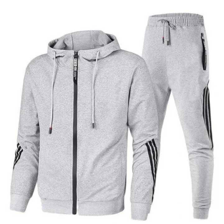 Men's modern streetwear hoodie and jogger set in black, perfect for urban casual fashion