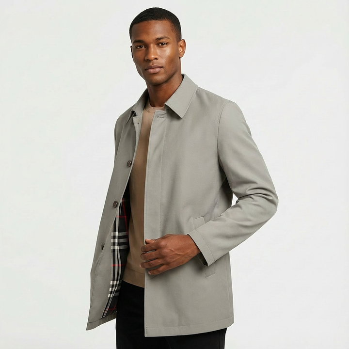 Lightweight men's waterproof Harrington jacket, perfect for spring & fall casual fashion outerwear.