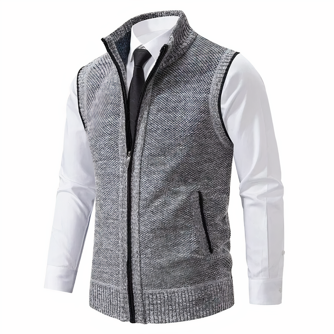Stylish men's sleeveless vest, perfect for layering over shirts, offering comfort & a fashionable look.