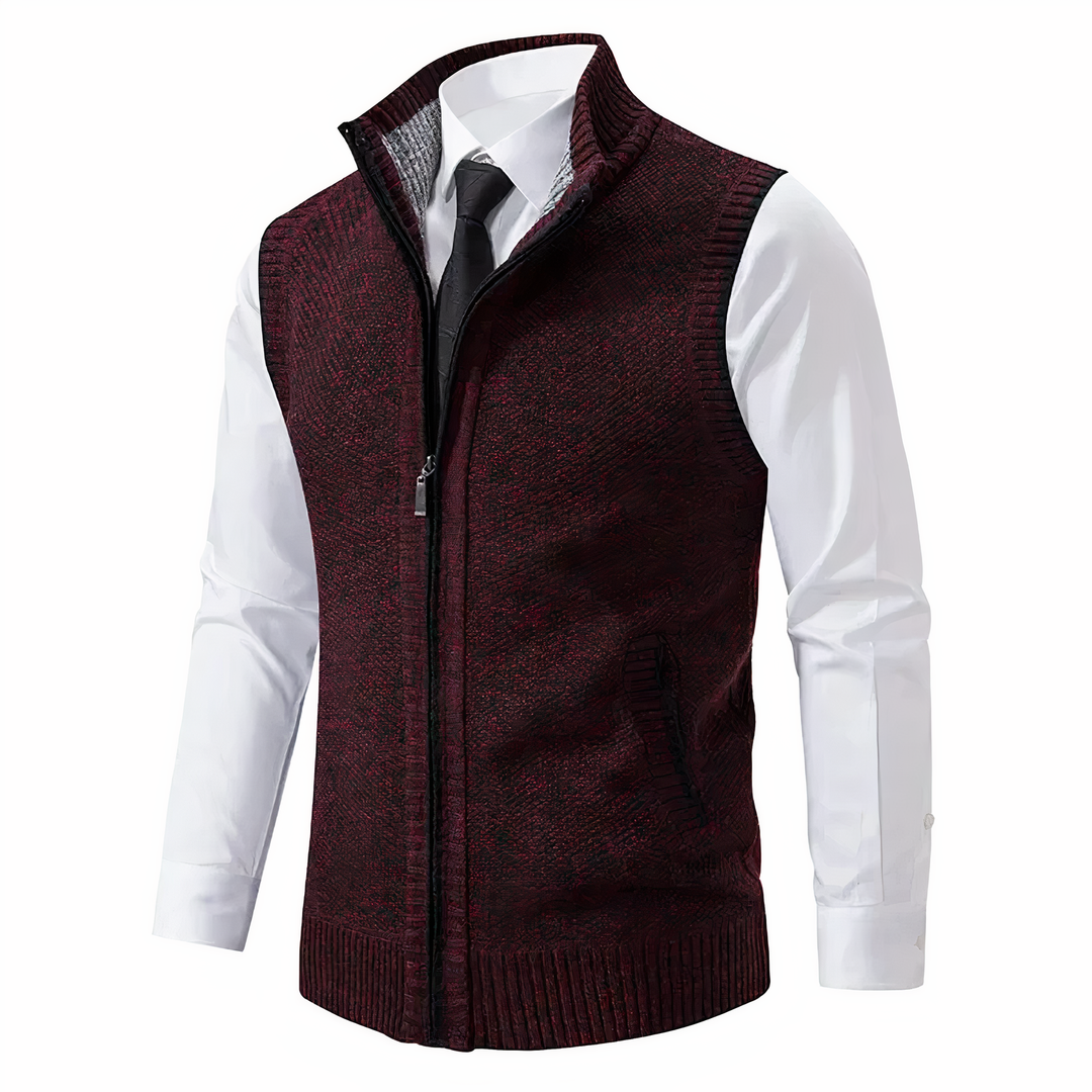 Men's contemporary zip-up vest, a stylish layering option for effortless casual and semi-casual outfits.