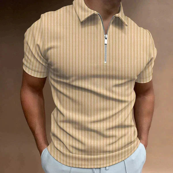 New men's slim fit zipper polo, a muscle fit casual shirt for modern men's fashion & everyday style.